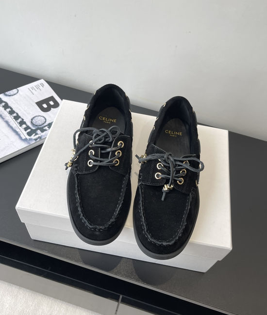 Celine Classic Slip On Leather Loafers with Decorative Buckle