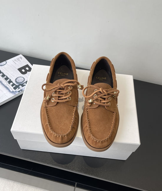 Celine Classic Slip On Leather Loafers with Decorative Buckle