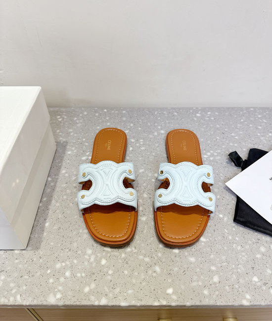 Celine Classic Retro Embossed Flat Slip On Slides Durable