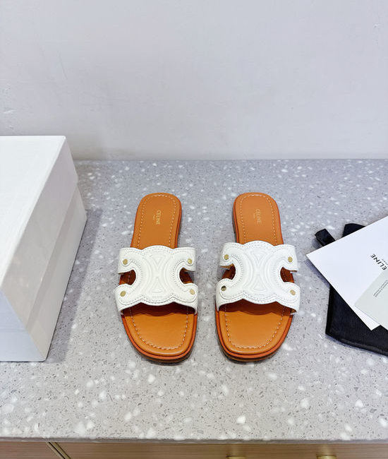Celine Classic Retro Embossed Flat Slip On Slides Durable