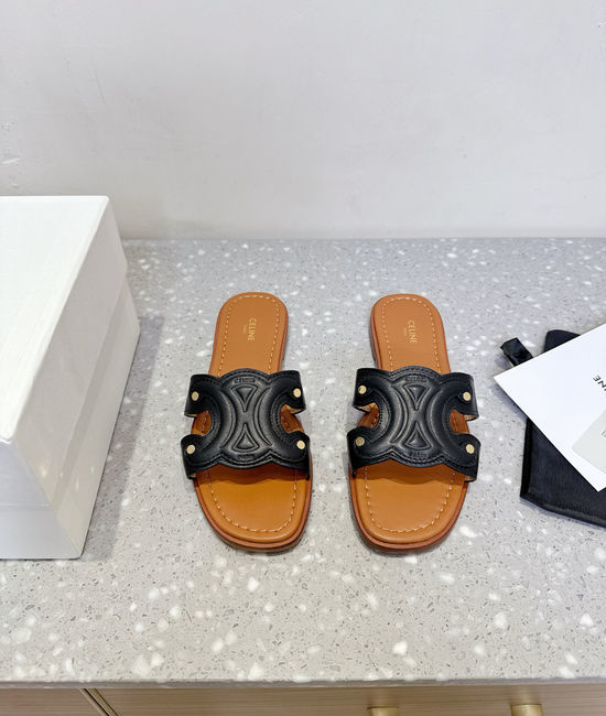 Celine Classic Retro Embossed Flat Slip On Slides Durable