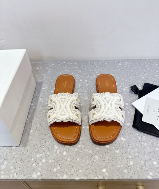 Celine Classic Retro Embossed Flat Slip On Slides Durable