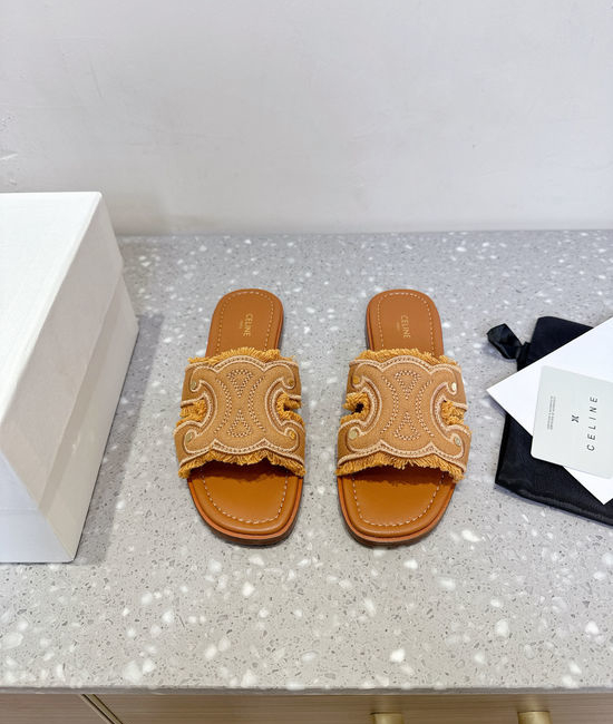 Celine Classic Retro Embossed Flat Slip On Slides Durable