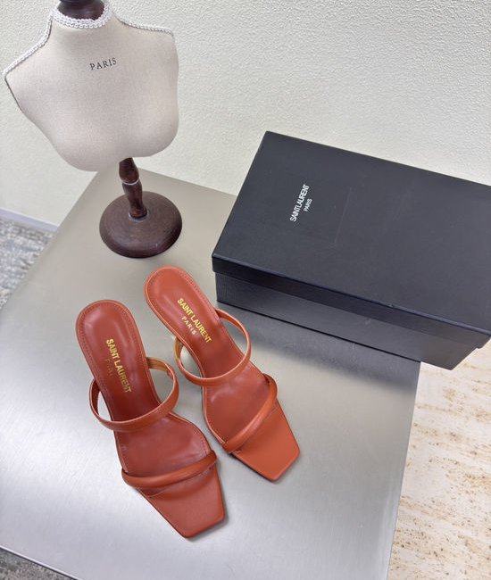 Yves Saint Laurent YSL Sophisticated Orange Striped High-Heels with Comfort Sole