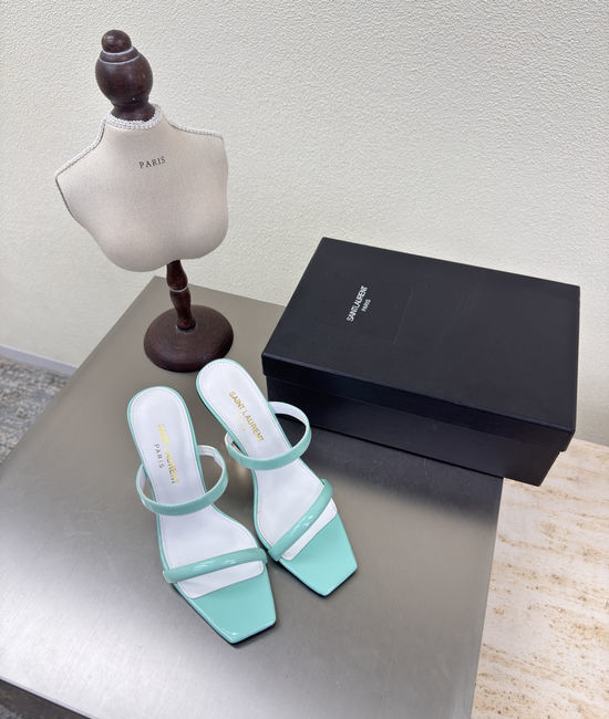 Yves Saint Laurent YSL Chic Blue Striped High-Heel Sandals with Luxury Insole