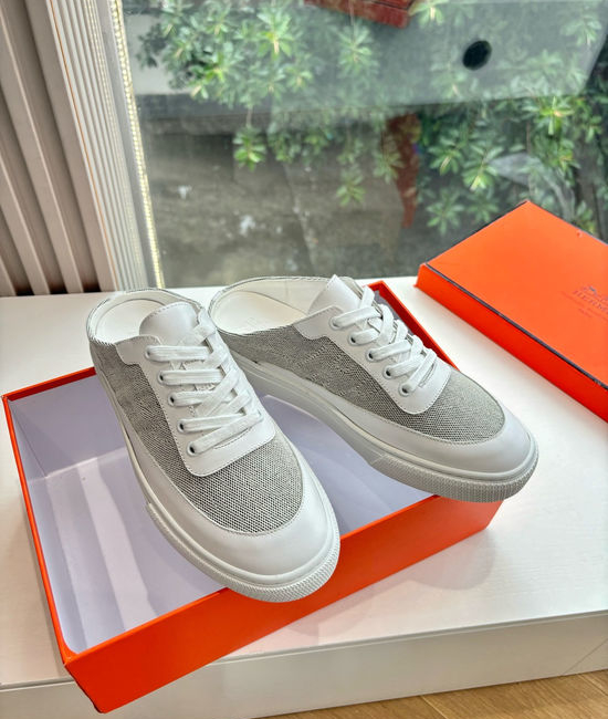 Hermes Premium Leather Casual Sneakers Comfortable Versatile Footwear