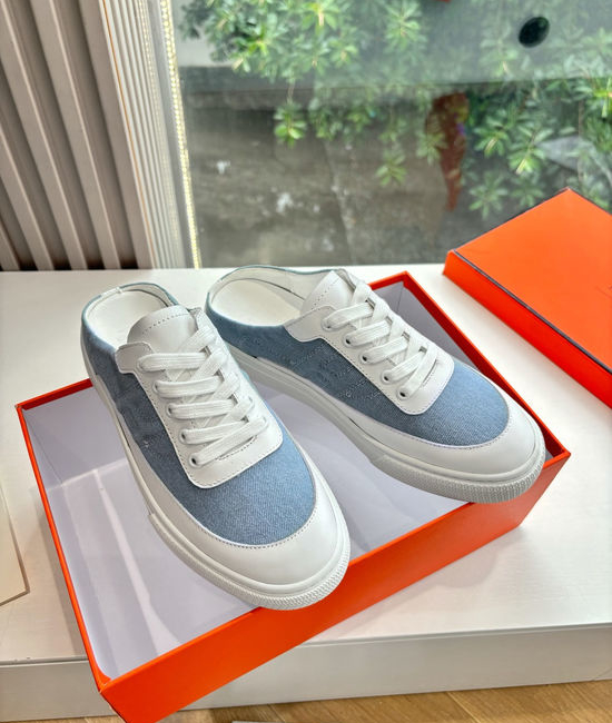 Hermes Premium Leather Casual Sneakers Comfortable Versatile Footwear