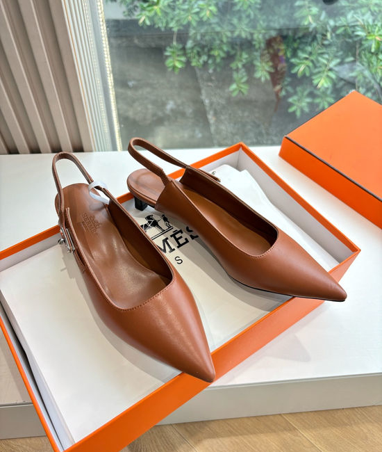 Hermes Classic Buckle Leather Loafers Comfortable All Match Shoes