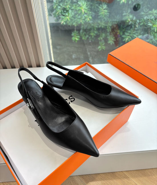 Hermes Classic Buckle Leather Loafers Comfortable All Match Shoes