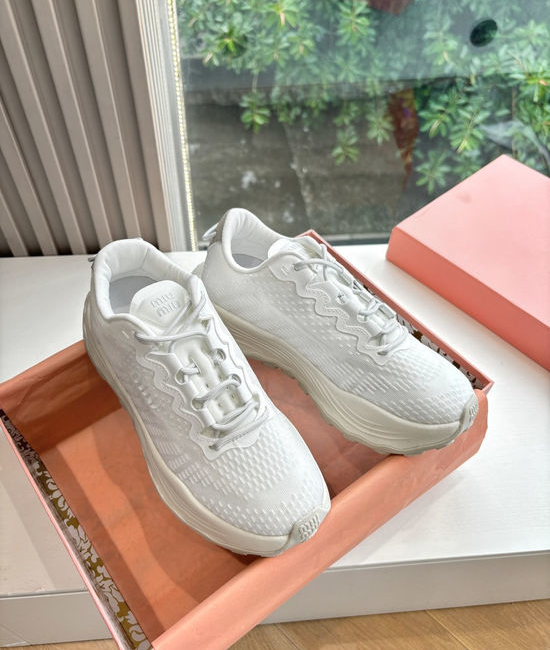Miu Miu Platform Knit Sneakers Non-slip Thick Sole Casual Shoes