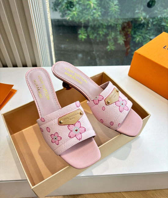 Louis Vuitton LV Cherry Decor Bow Flat Slide Sandals Premium Grade