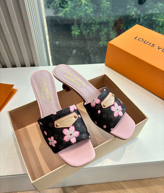 Louis Vuitton LV Cherry Decor Bow Flat Slide Sandals Premium Grade