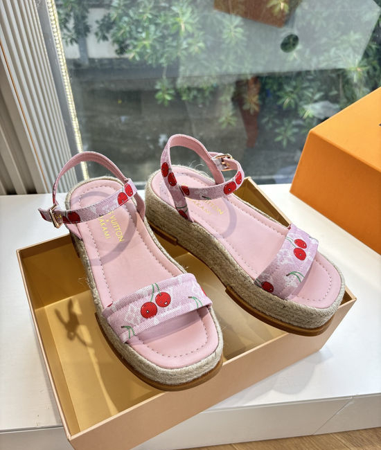 Louis Vuitton LV Cherry Pattern Platform Espadrille Sandals Premium Quality
