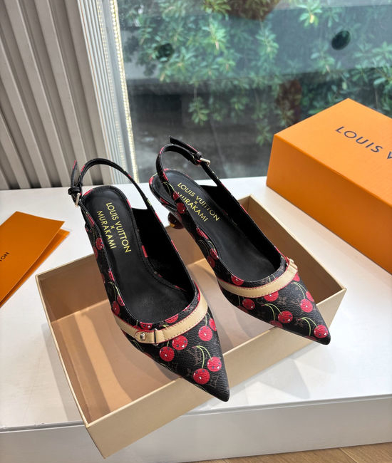 Louis Vuitton LV Genuine Leather Cherry Espadrille Sandals Premium Version