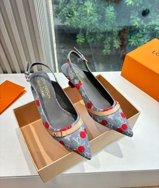 Louis Vuitton LV Genuine Leather Cherry Espadrille Sandals Premium Version