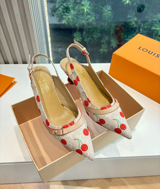 Louis Vuitton LV Genuine Leather Cherry Espadrille Sandals Premium Version