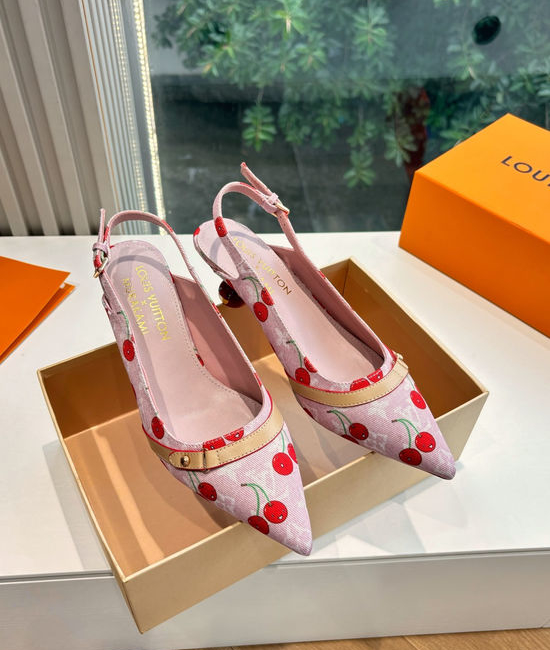 Louis Vuitton LV Genuine Leather Cherry Espadrille Sandals Premium Version