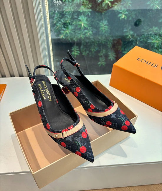 Louis Vuitton LV Genuine Leather Cherry Espadrille Sandals Premium Version
