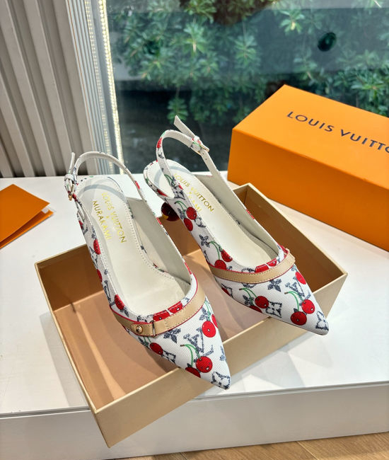 Louis Vuitton LV Genuine Leather Cherry Espadrille Sandals Premium Version