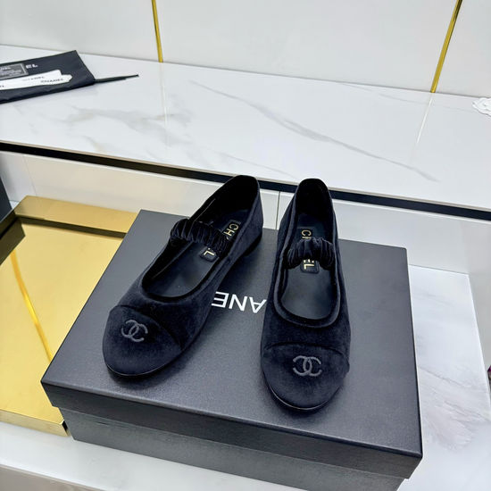 Chanel Velvet Mary Jane Shoes With Soft Leather Insole