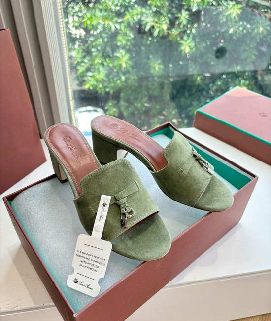 Loro Piana Suede Flat Slides With Decorative Charm Strap