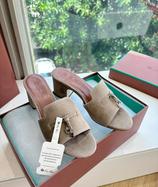 Loro Piana Suede Flat Slides With Decorative Charm Strap