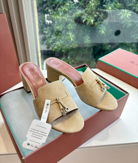 Loro Piana Suede Flat Slides With Decorative Charm Strap