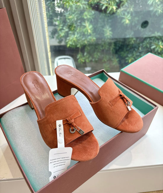 Loro Piana Suede Flat Slides With Decorative Charm Strap