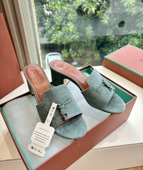 Loro Piana Suede Flat Slides With Decorative Charm Strap