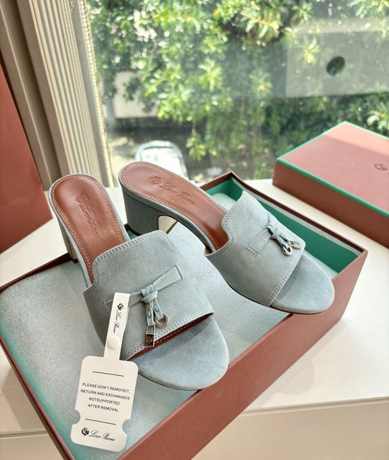 Loro Piana Suede Flat Slides With Decorative Charm Strap