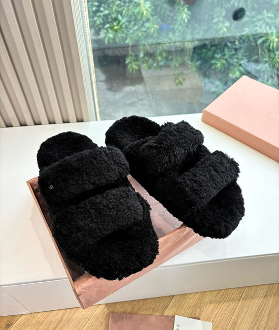 Miu Miu Wool Upper Thick Sole Comfortable Loafers