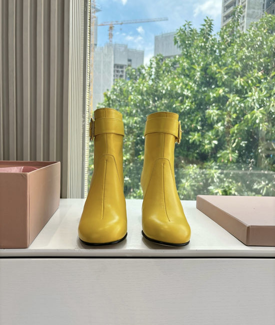 Miu Miu Genuine Leather Fashion Runway Ankle Boots
