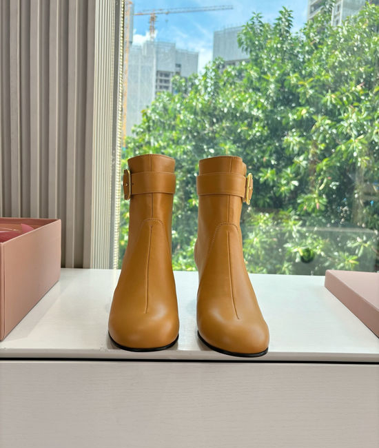 Miu Miu Genuine Leather Fashion Runway Ankle Boots