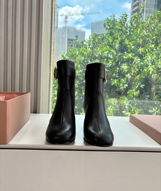 Miu Miu Genuine Leather Fashion Runway Ankle Boots