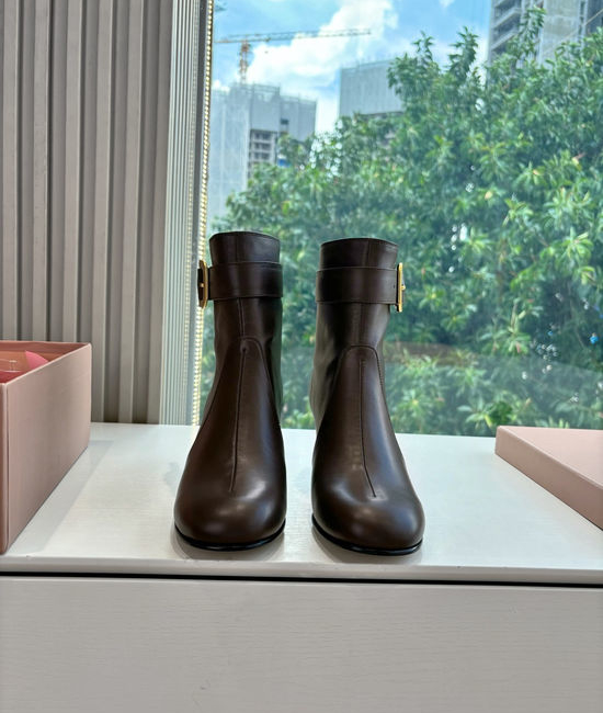 Miu Miu Genuine Leather Fashion Runway Ankle Boots