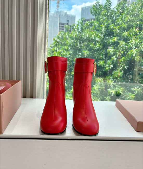 Miu Miu Genuine Leather Fashion Runway Ankle Boots
