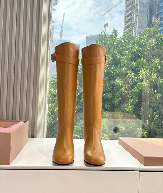 Miu Miu Classic Knee High Chelsea Leather Boots