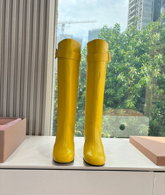 Miu Miu Classic Knee High Chelsea Leather Boots