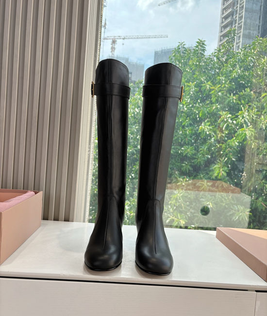 Miu Miu Classic Knee High Chelsea Leather Boots