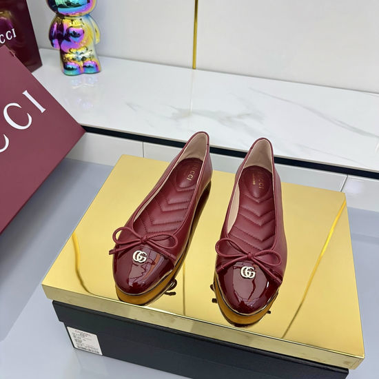 Gucci Bow Decor Ballet Flats with Diamond Embossed Insole