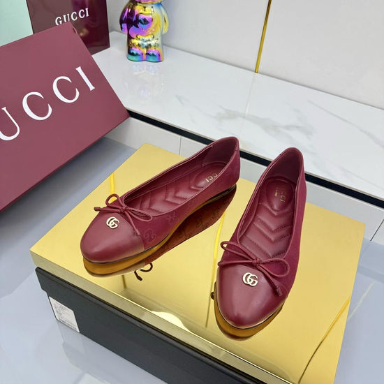 Gucci Bow Decor Ballet Flats with Diamond Embossed Insole
