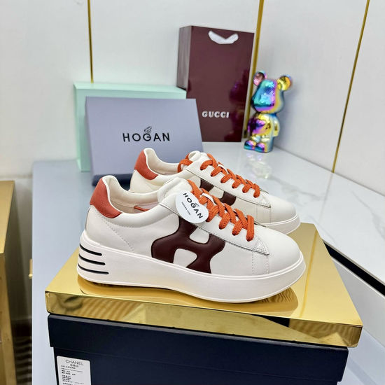 Hogan Classic Striped Casual Sheepskin Sneakers With Lightweight Sole