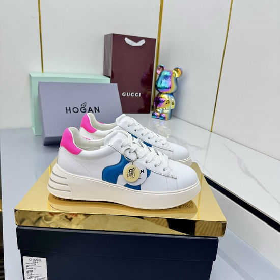 Hogan Classic Striped Casual Sheepskin Sneakers With Lightweight Sole