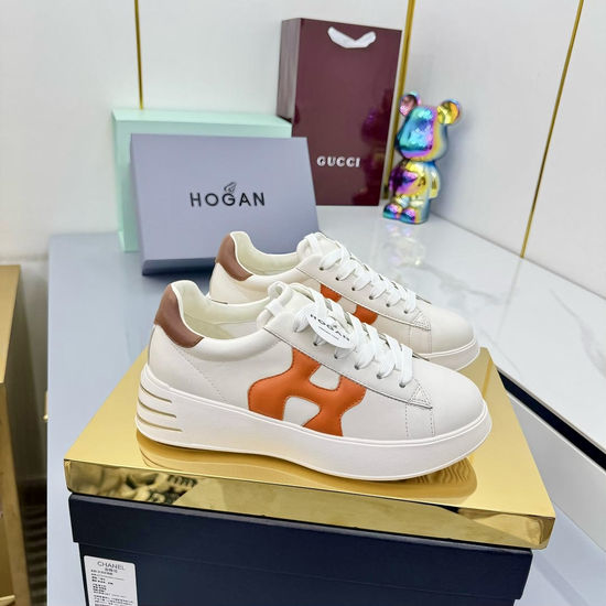 Hogan Classic Striped Casual Sheepskin Sneakers With Lightweight Sole