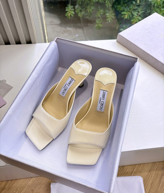 Jimmy Choo Elegant High-Heeled Slippers with Imported Leather