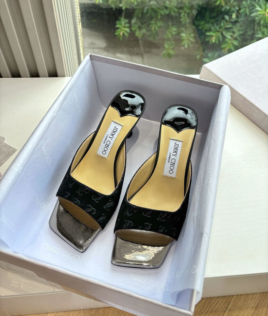 Jimmy Choo Elegant High-Heeled Slippers with Imported Leather