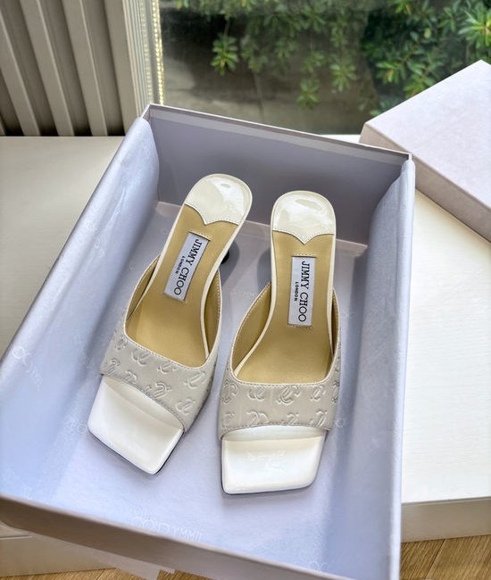 Jimmy Choo Elegant High-Heeled Slippers with Imported Leather