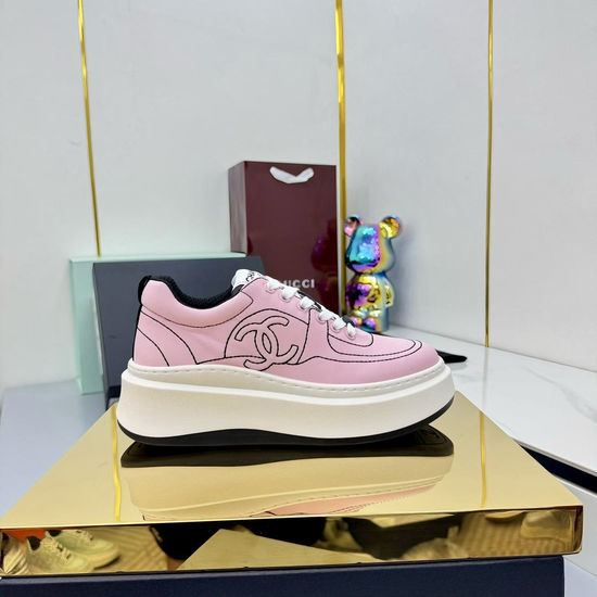 Chanel Contrast Stitching Thick Sole Versatile Casual Sneakers