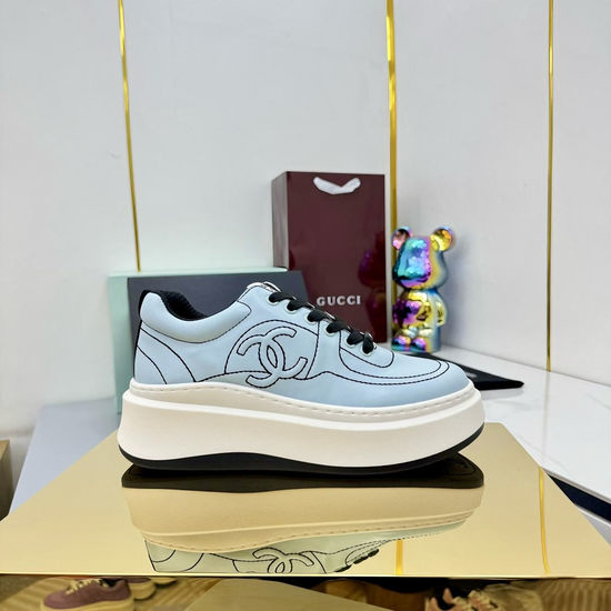 Chanel Contrast Stitching Thick Sole Versatile Casual Sneakers