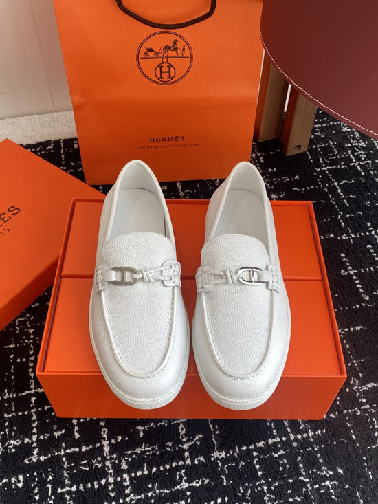 Hermes Classic Slip-on Loafers Soft Leather Upper Comfortable Sole